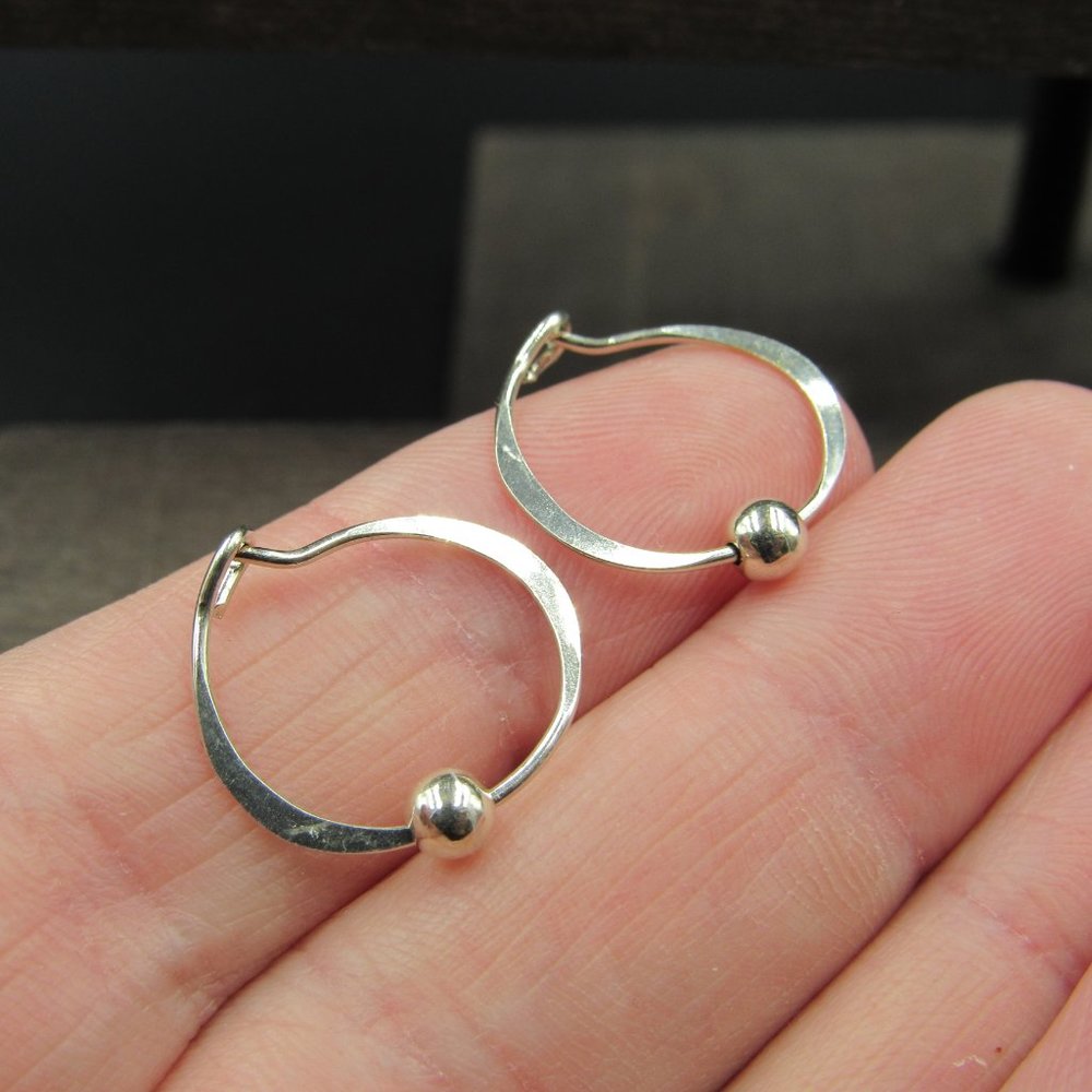 Sterling Silver Small Orb Circle Dangle Earrings - image 2